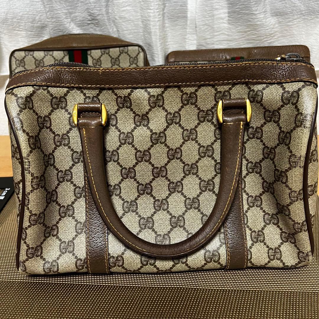 オールドグッチ　Gucci ヴィンテージ　GG ボストンバッグ　ハンドバック
