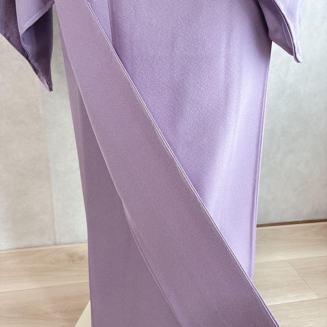 色無地　フルセット　着物　正絹　辻ヶ花の帯　しつけ糸つき　ロング丈　紫　J9