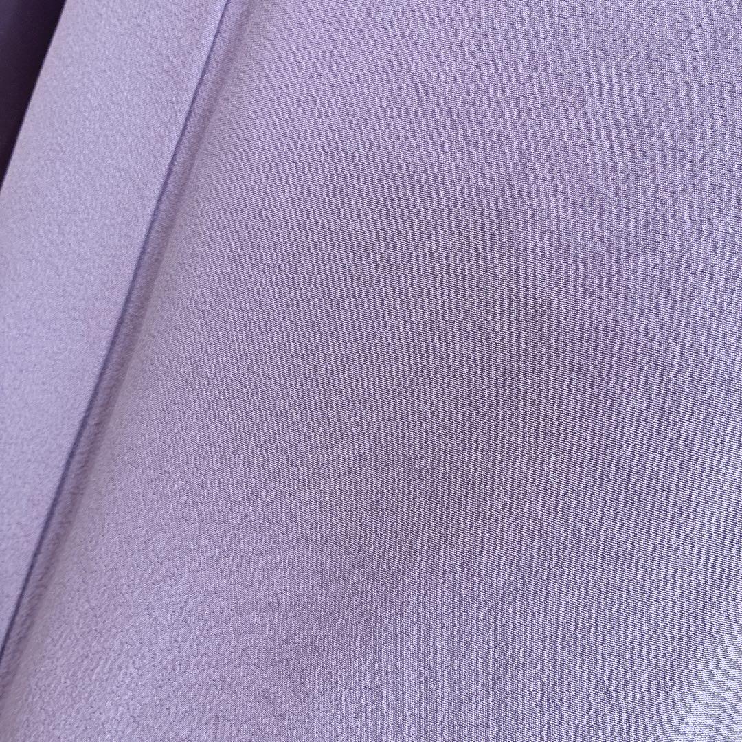 色無地　フルセット　着物　正絹　辻ヶ花の帯　しつけ糸つき　ロング丈　紫　J9