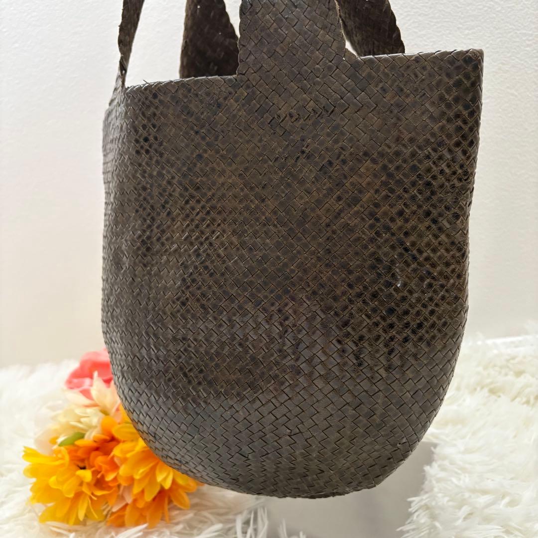 JURGEN LEHL ヨーガンレール　レザー　ハンドバッグ　編み込み　ボール