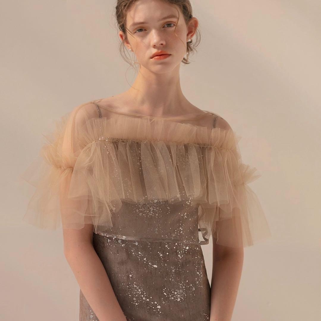 Leja チュールフリルボレロペイントマーメイドドレスワンピース