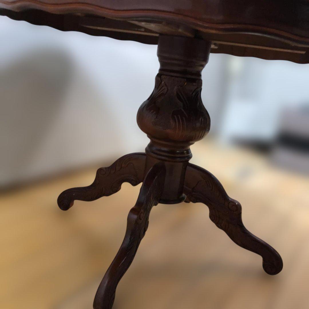 送料無料 ヨーロピアン調 象嵌装飾 丸テーブル ダイニングテーブル251127