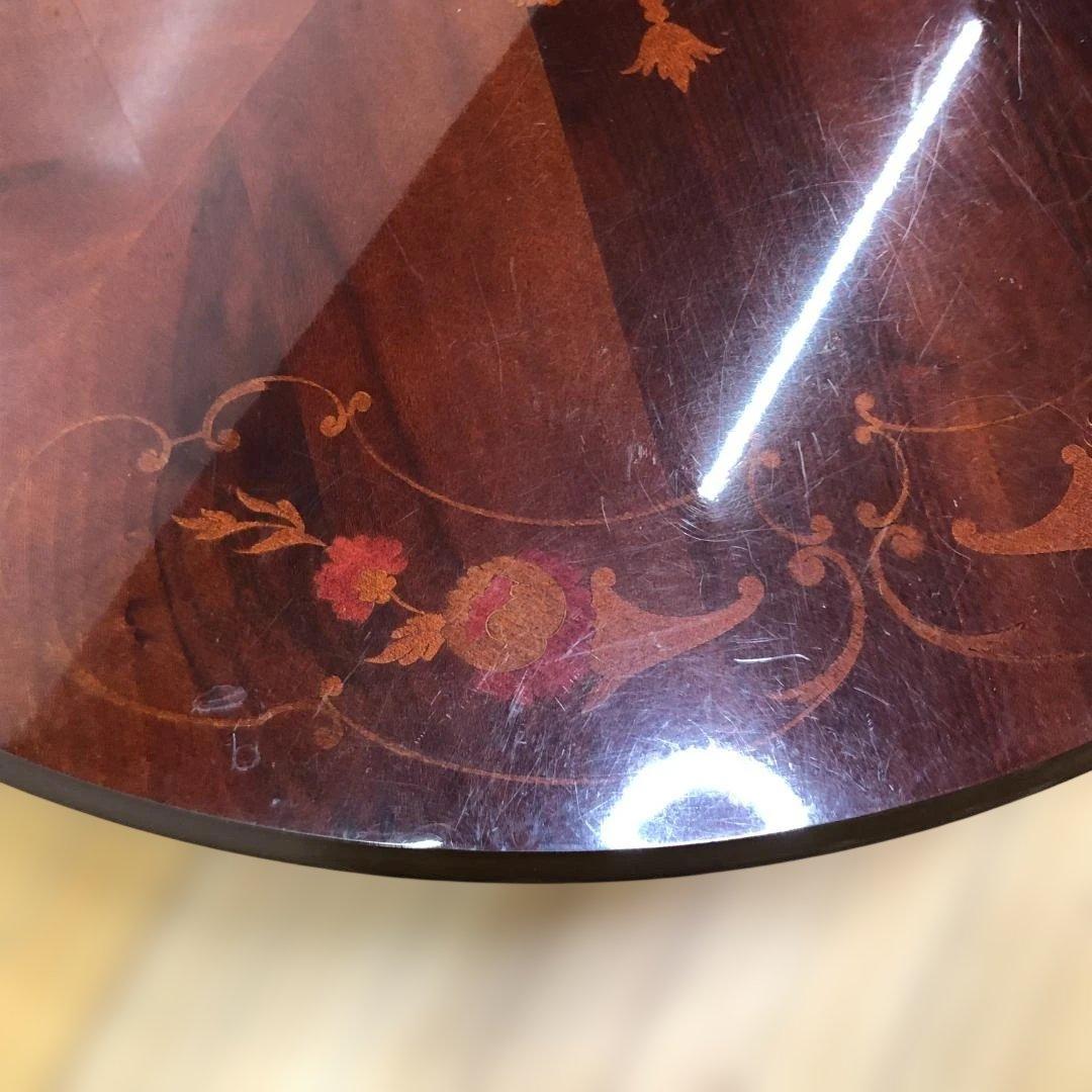 送料無料 ヨーロピアン調 象嵌装飾 丸テーブル ダイニングテーブル251127