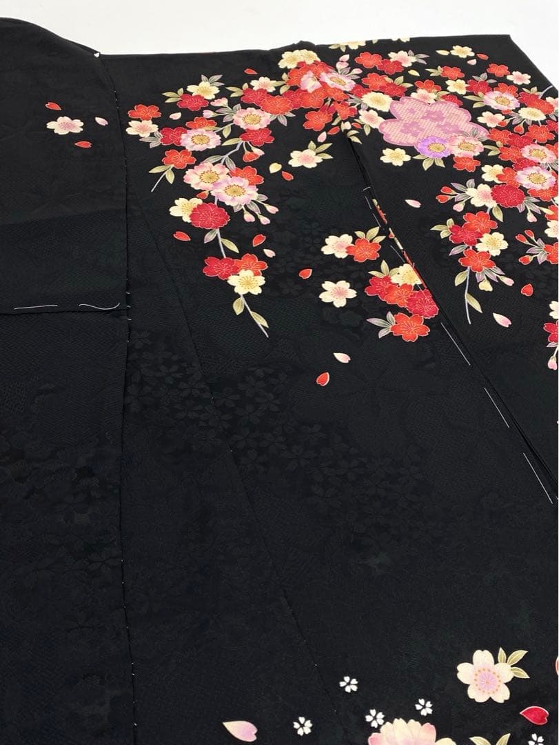 振袖 仮絵羽 刺繍 金彩 紋意匠 牡丹 正絹 未仕立て品 八掛付き