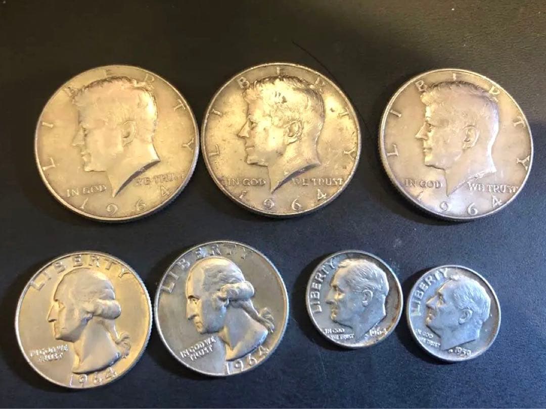 1964年ハーフダラー　ケネディ　ダイム　クォーター　銀貨　半ドル