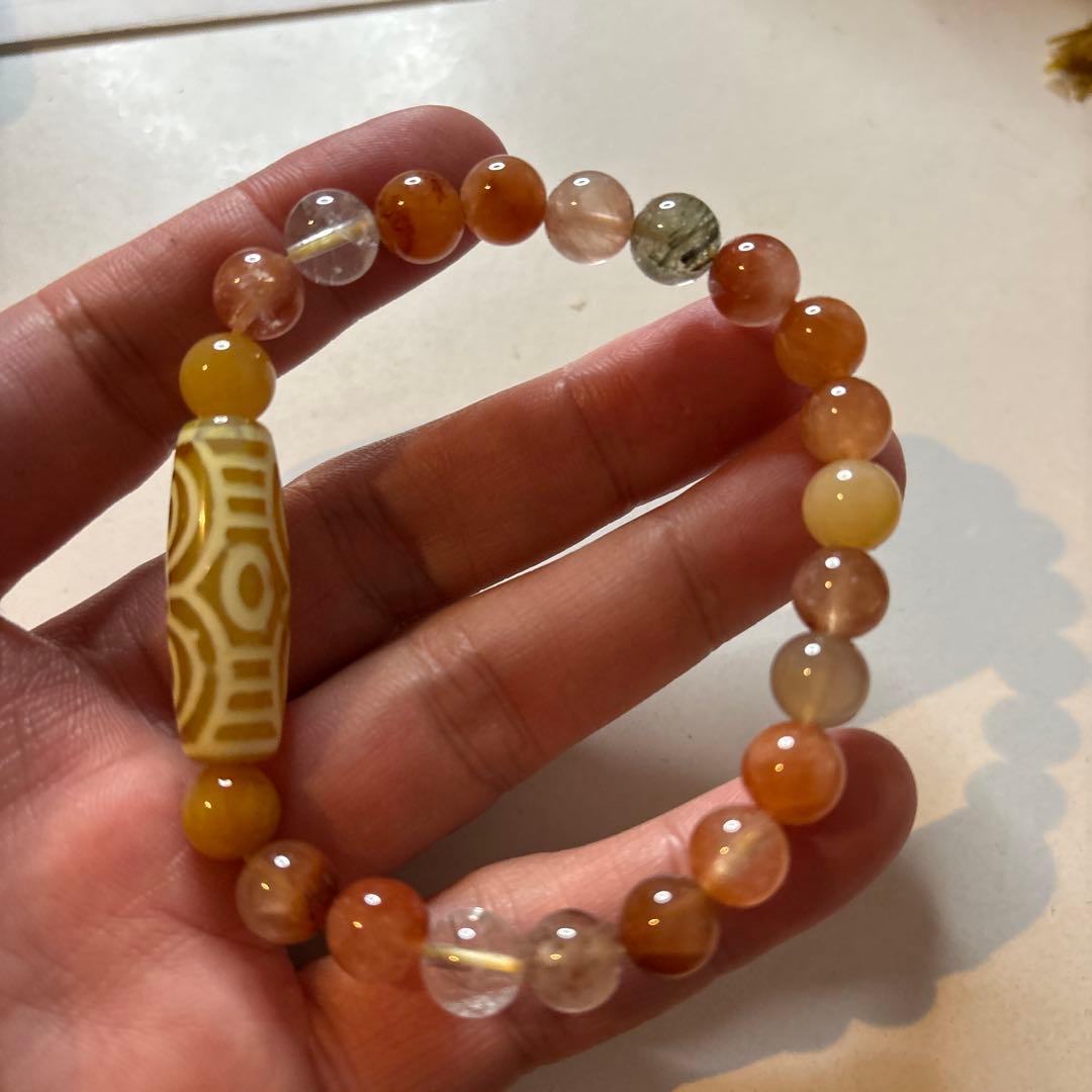 めちゃくちゃ綺麗！黄龍眼天珠！ミックスルチル！ズドドーンとくる！