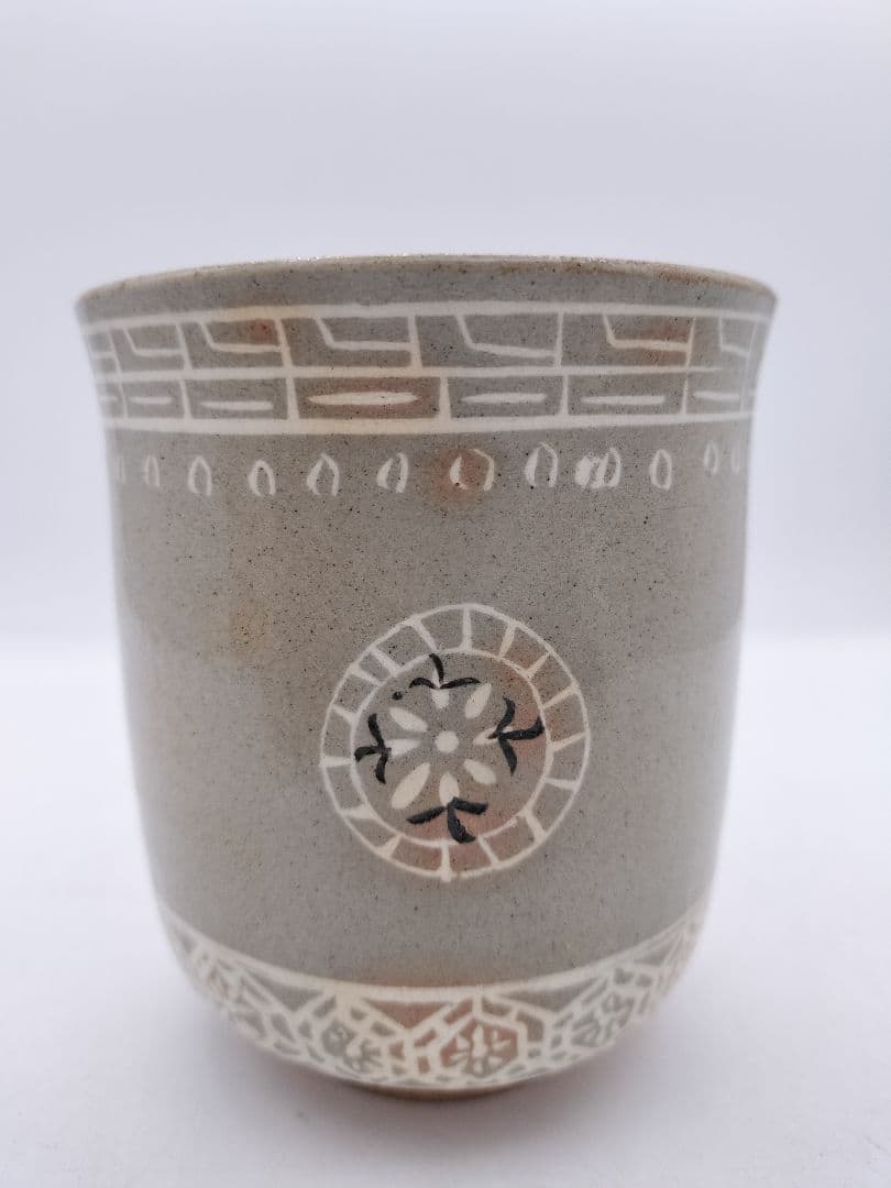 c426 筒茶碗 狂言袴 韓国廣州窯 朴富 木箱 茶道具 古物