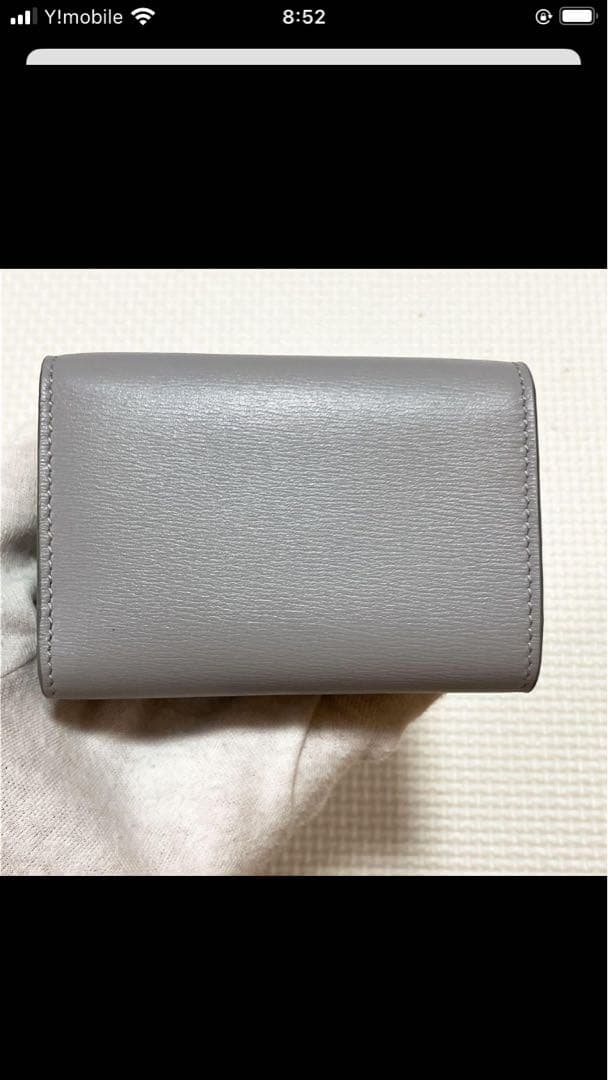 未使用　CELINE セリーヌ　レザートリフォールドウォレット　グレー　袋付き