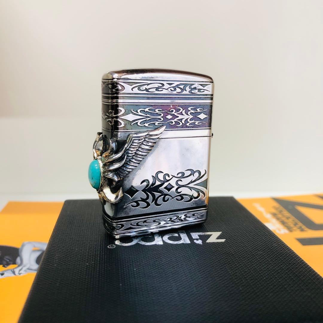 希少廃盤ターコイズアーマ両面デザインZIPPO中古品