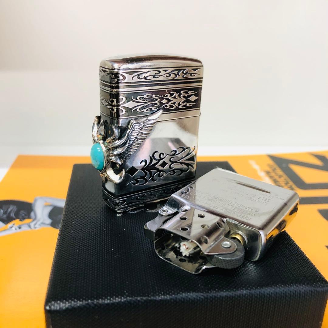 希少廃盤ターコイズアーマ両面デザインZIPPO中古品