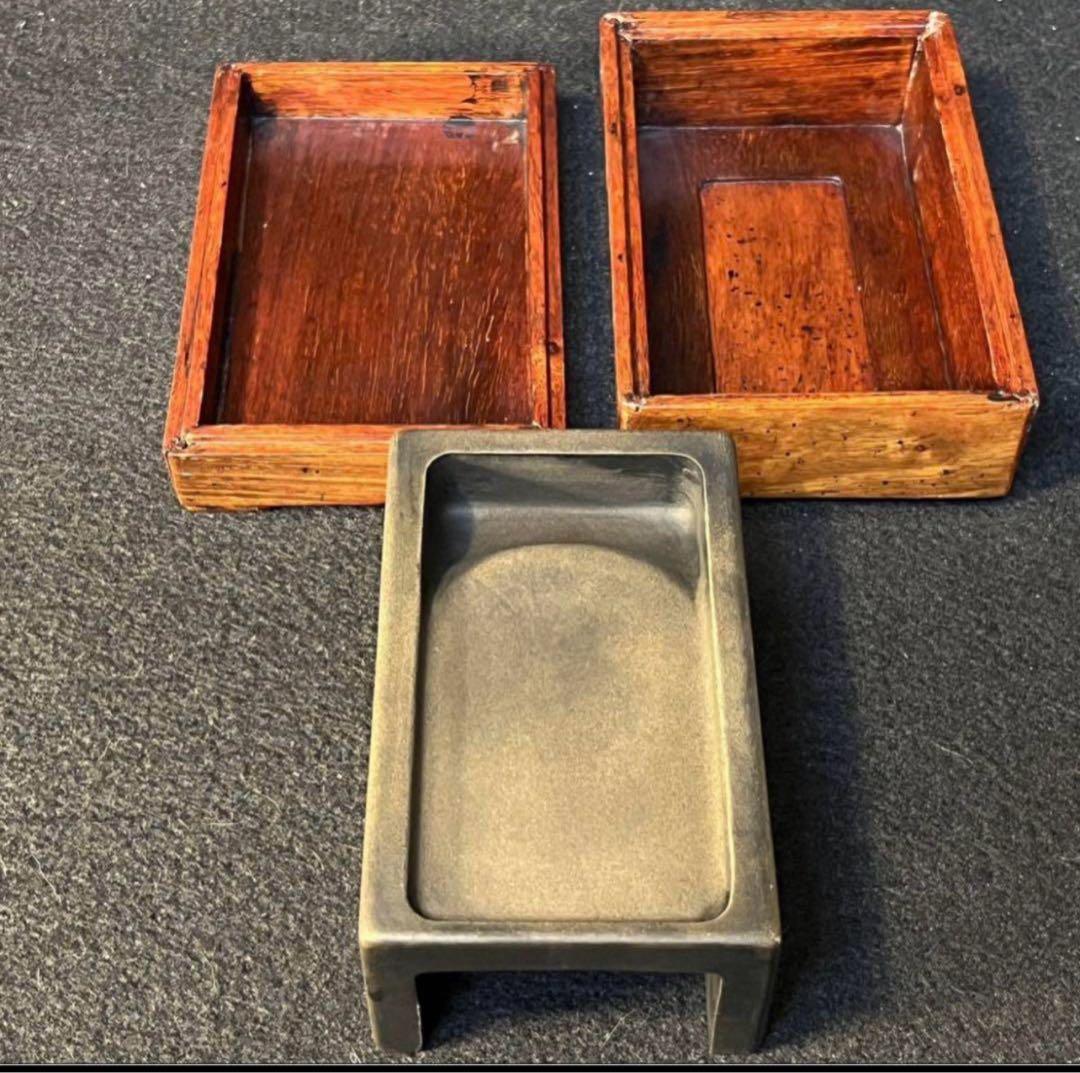 硯中国 清時代古玩 唐木 文房書道具年 代物