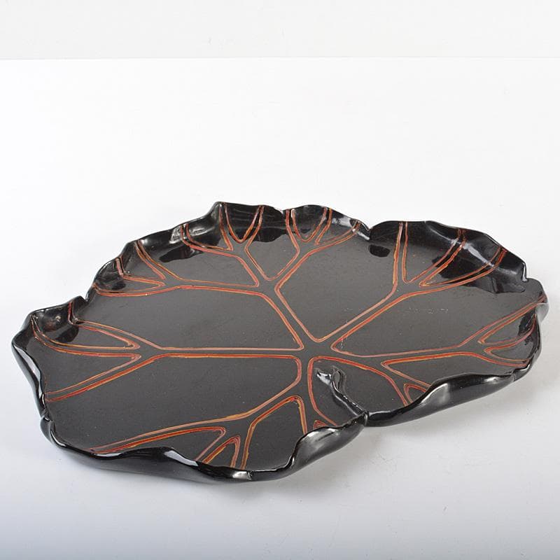 煎茶道具　黒漆塗　葉盆　煎茶盆　香盆　在銘　C　R6776