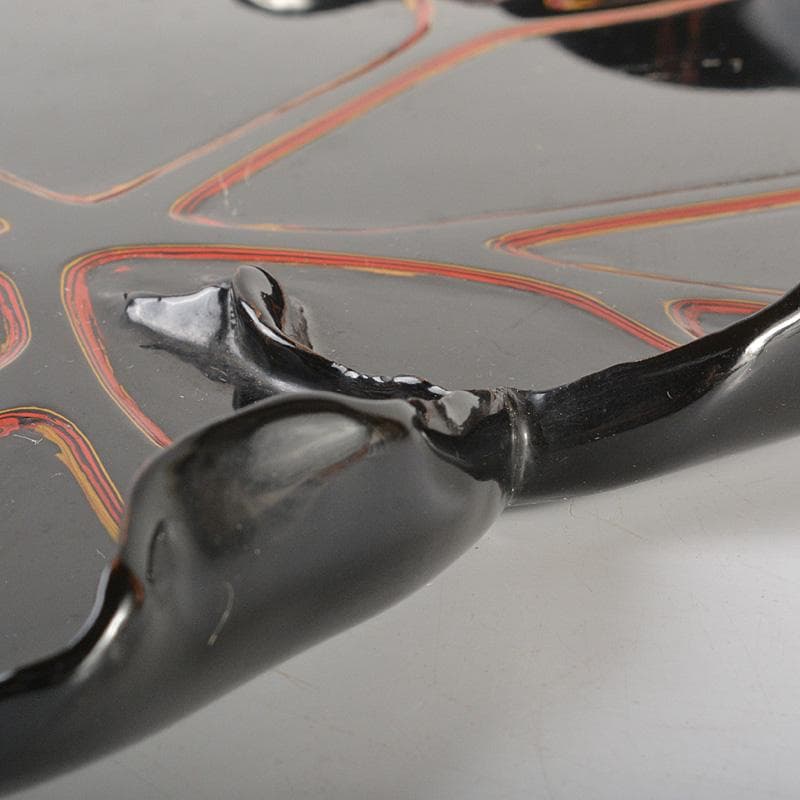 煎茶道具　黒漆塗　葉盆　煎茶盆　香盆　在銘　C　R6776