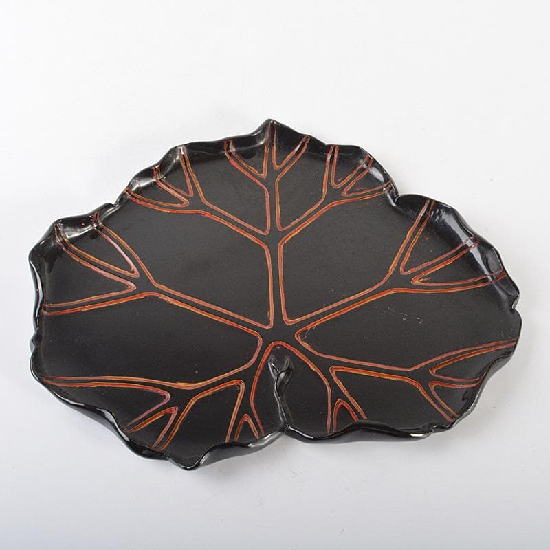 煎茶道具　黒漆塗　葉盆　煎茶盆　香盆　在銘　C　R6776