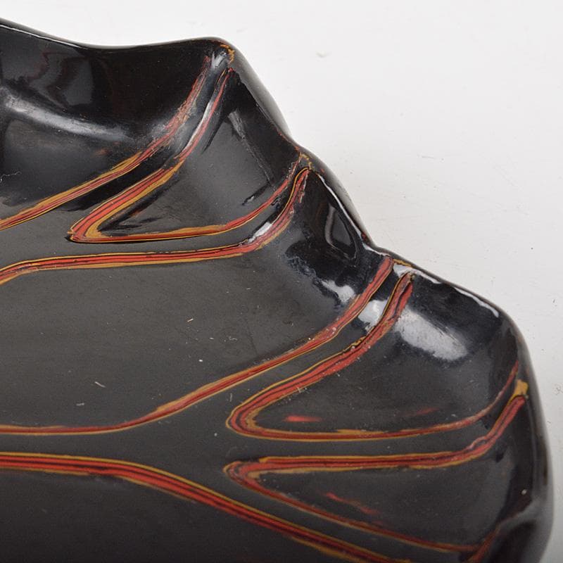 煎茶道具　黒漆塗　葉盆　煎茶盆　香盆　在銘　C　R6776