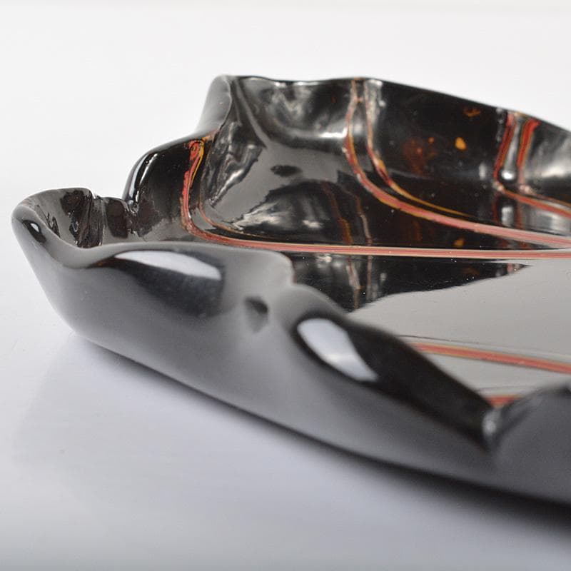 煎茶道具　黒漆塗　葉盆　煎茶盆　香盆　在銘　C　R6776