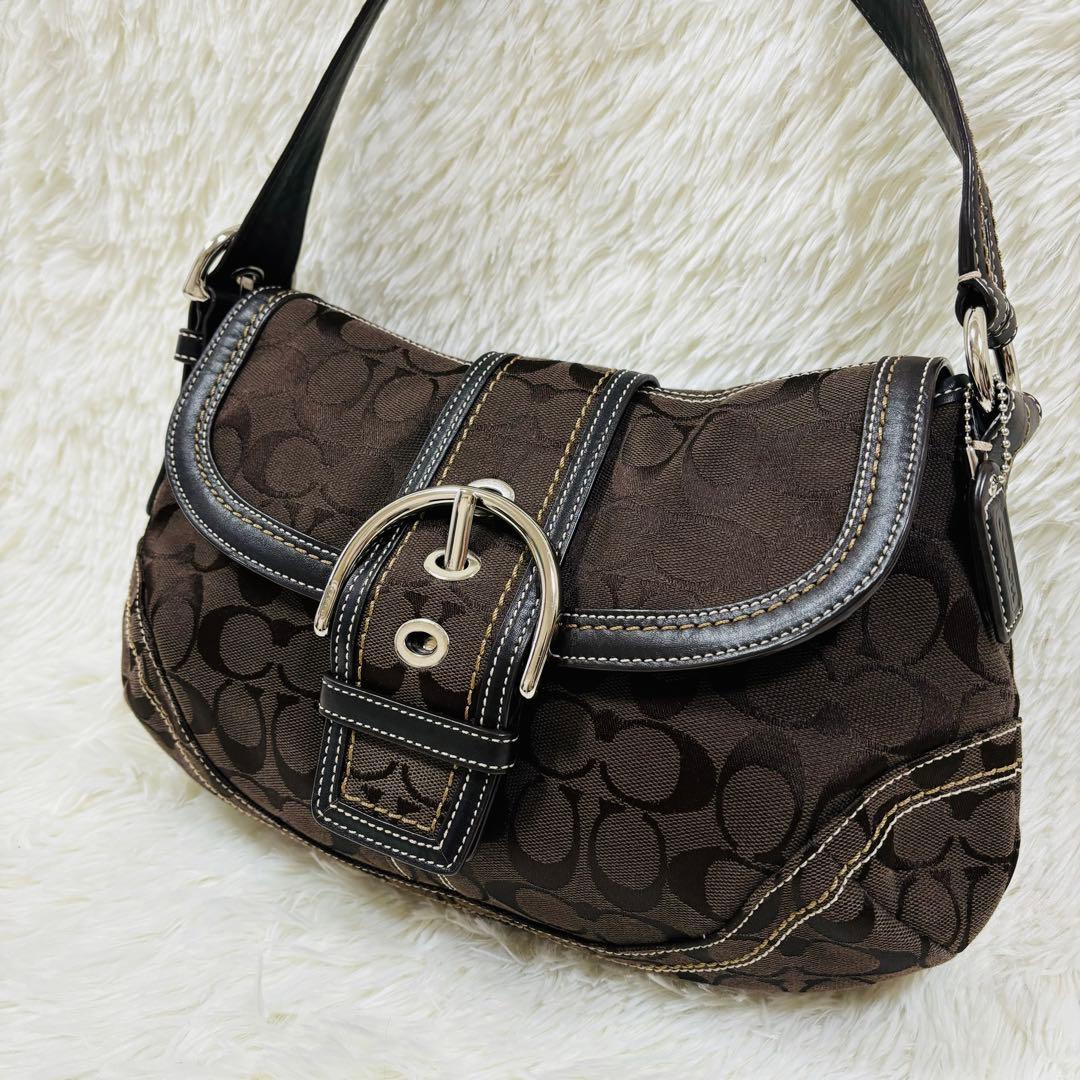 【美品】COACH ソーホー シグネチャー ワンショルダー10297 ブラウン