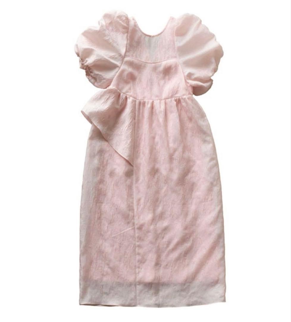 andresd ワンピース　バブルスリーブジャカードドレス ピンク