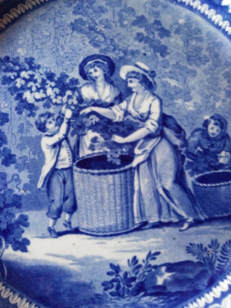 アンティーク、ブルーアンドホワイトの皿