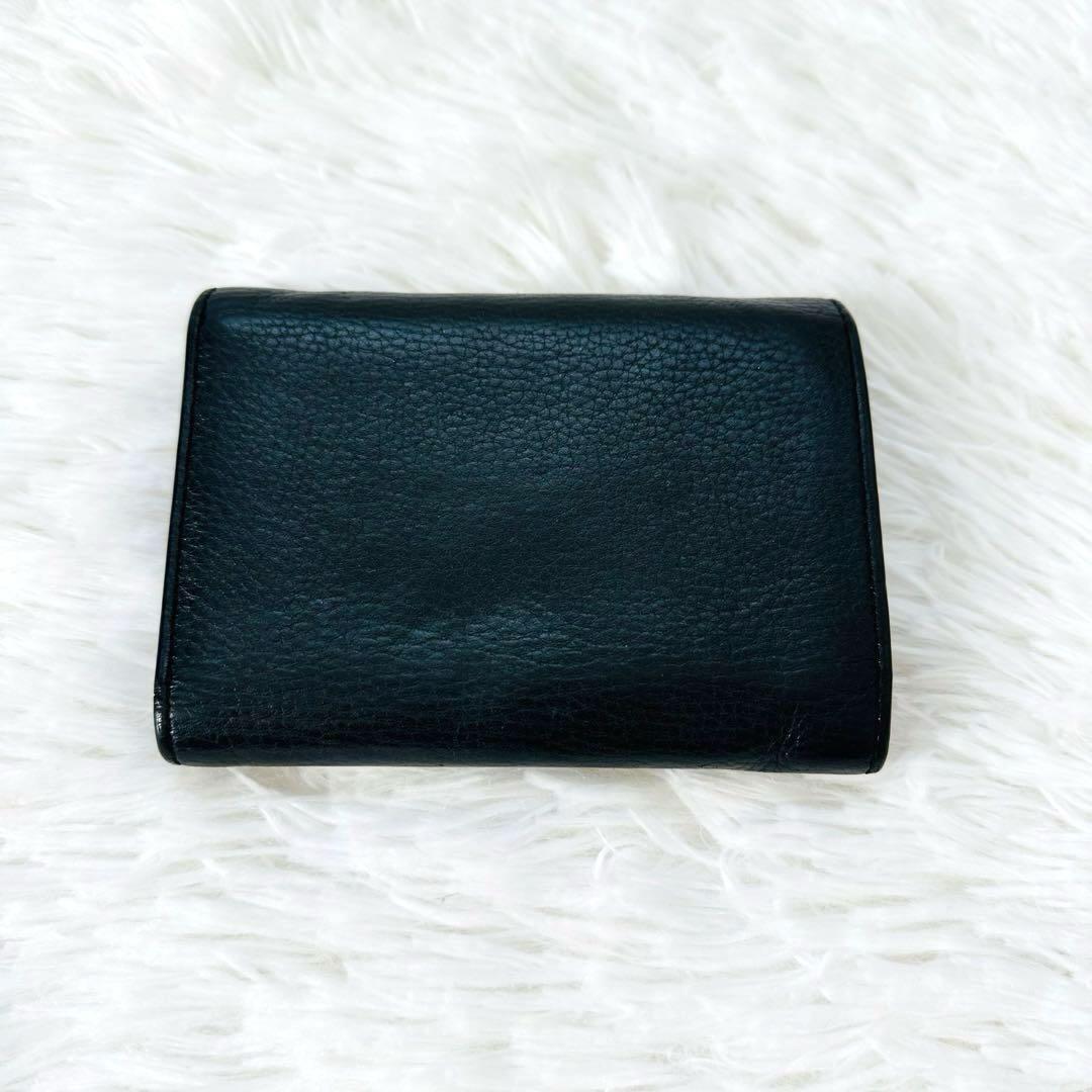 【美品】TORY BURCH 三つ折り財布 シボ革 黒