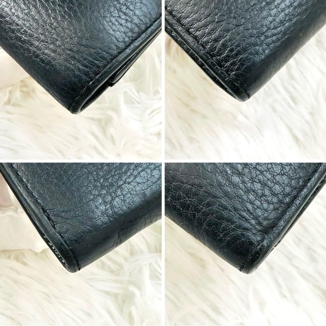 【美品】TORY BURCH 三つ折り財布 シボ革 黒