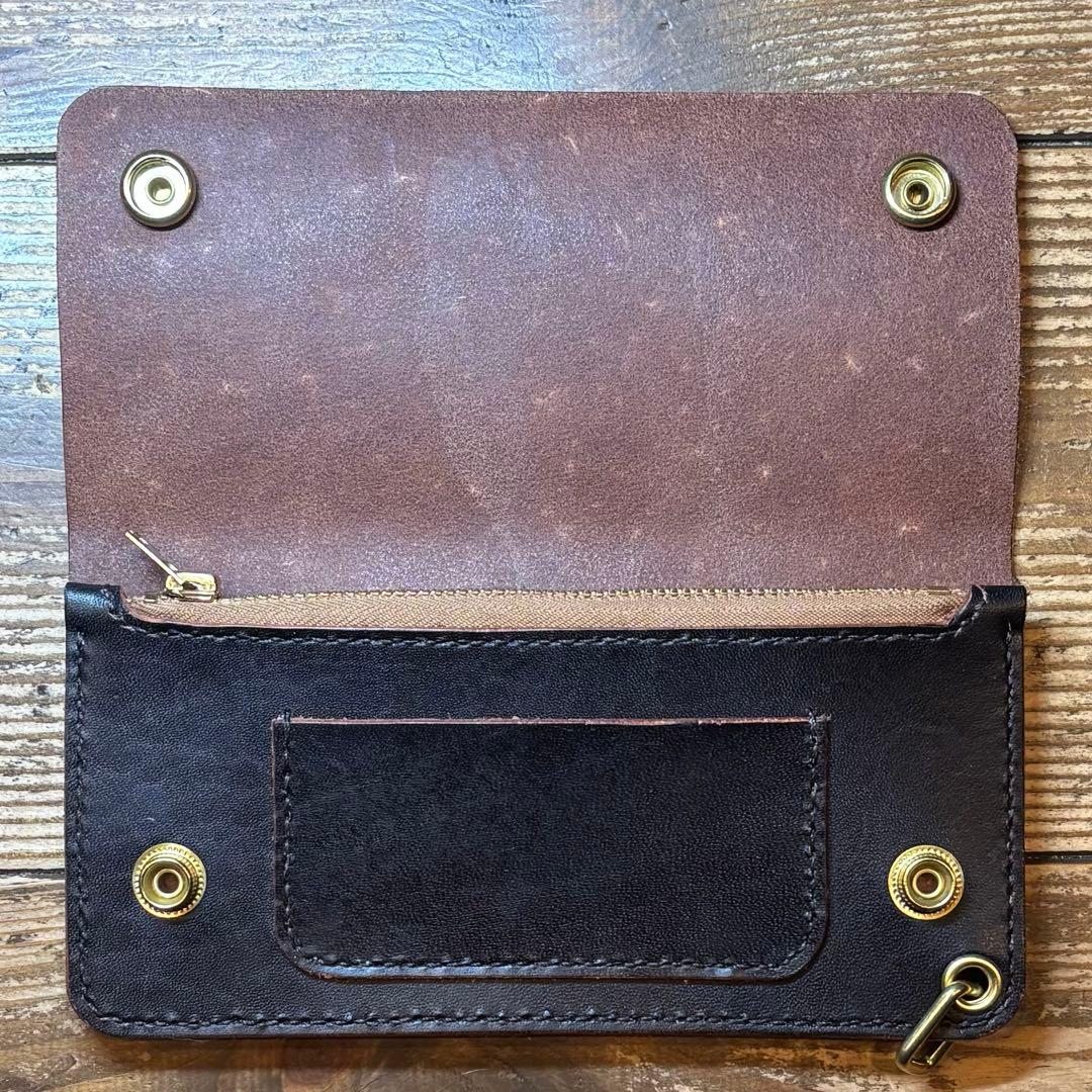 1点のみ茶芯ハンドメイドトラッカーウォレット