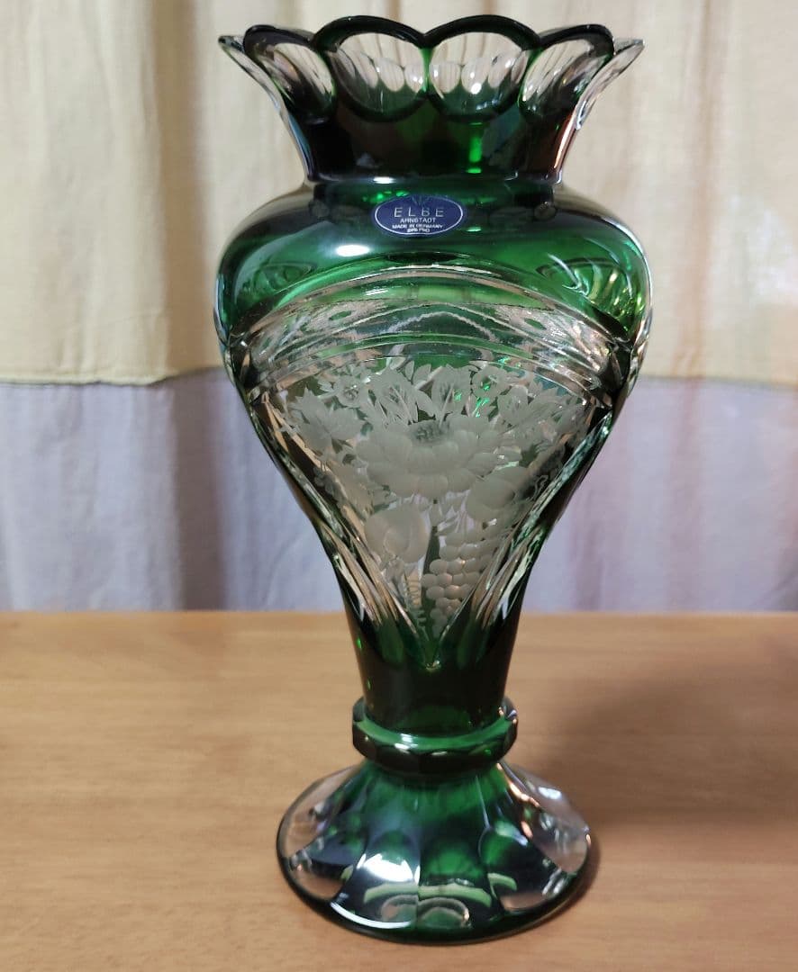 【未使用に近い】ELBE Crystal (エルベクリスタル)花瓶フラワーベース