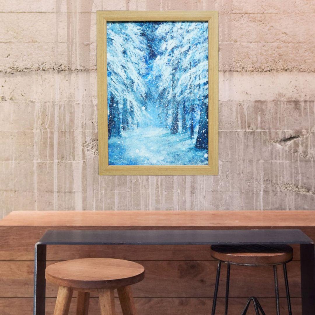 油絵 油彩 絵画 【森の冬】