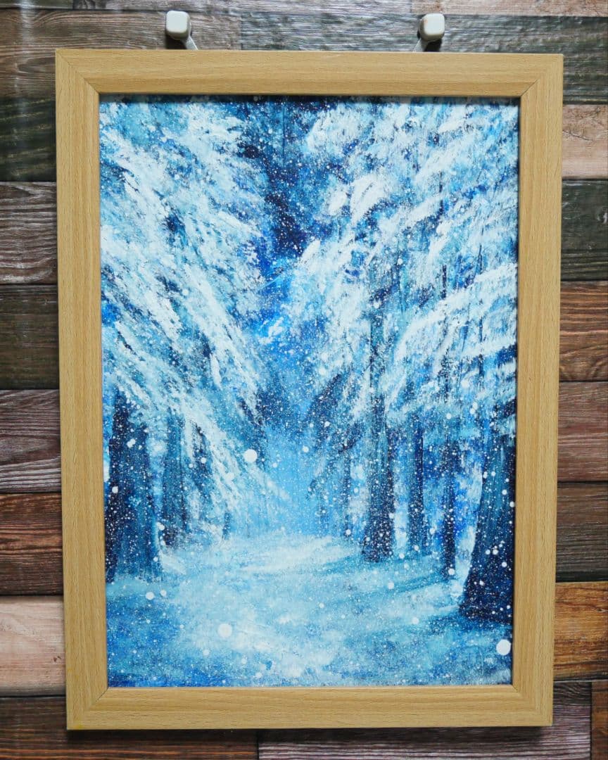 油絵 油彩 絵画 【森の冬】