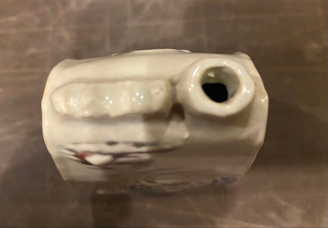 染付水滴・筆置き一体型　鑑賞台付　　一輪挿し　茶器小物　ヴィンテージ　　レア