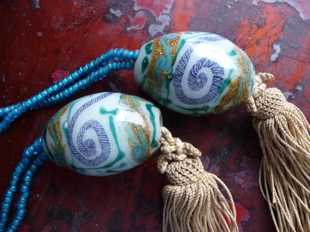 江戸ガラス　風鎮　大玉　伝統文様