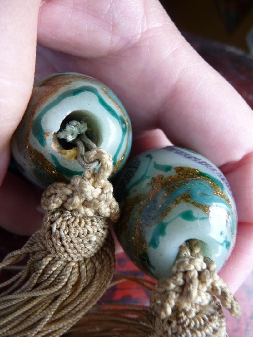 江戸ガラス　風鎮　大玉　伝統文様