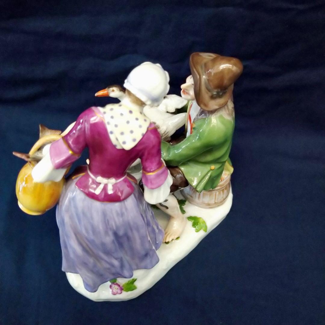 T・I✤1924年以前マイセン（Meissen）『ガチョウ売りと婦人』