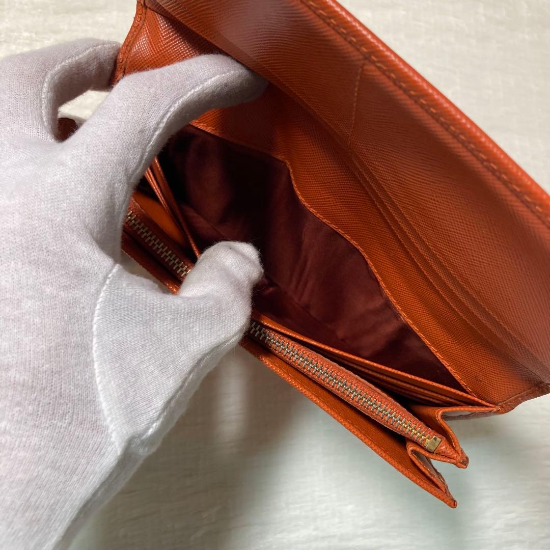 早い者勝ち　PRADA プラダ　長財布　二つ折り　サフィアーノ　橙　付属品