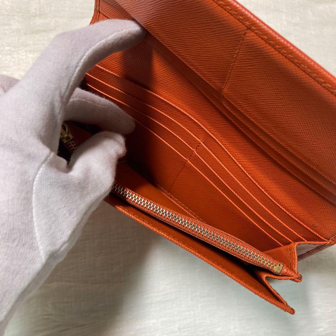 早い者勝ち　PRADA プラダ　長財布　二つ折り　サフィアーノ　橙　付属品