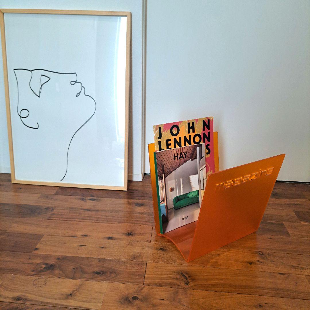 ヴィンテージ　マガジンラック　スペースエイジ アクリル　マガジンラック オレンジ