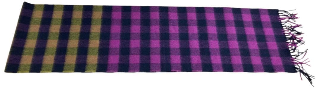 ★美品★ジョンストンズ スコットランド製 カシミヤ100％チェックマフラー