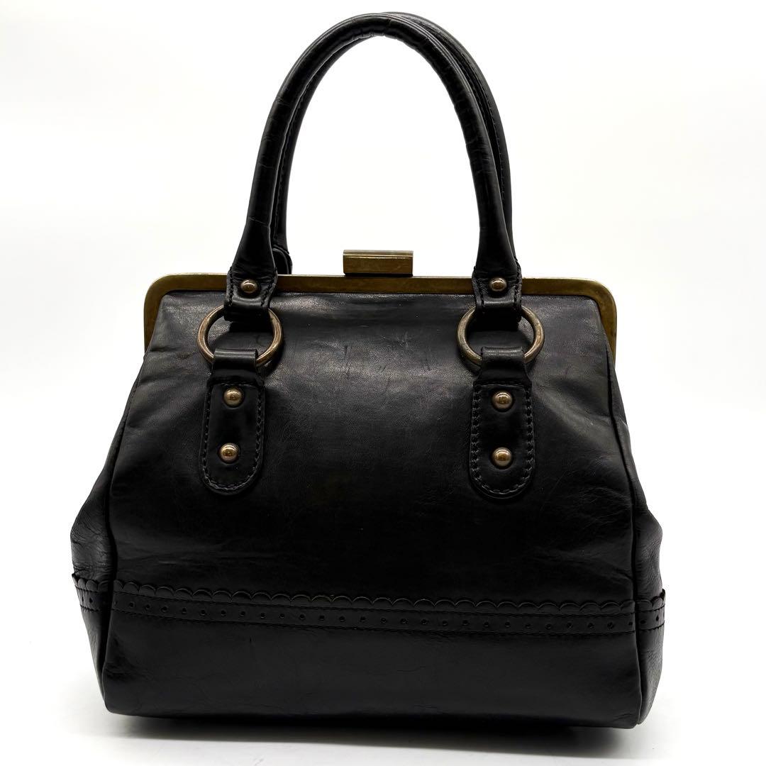 ANA SUI アナスイ がま口 ハンドバッグ レザー ブラック 蝶々