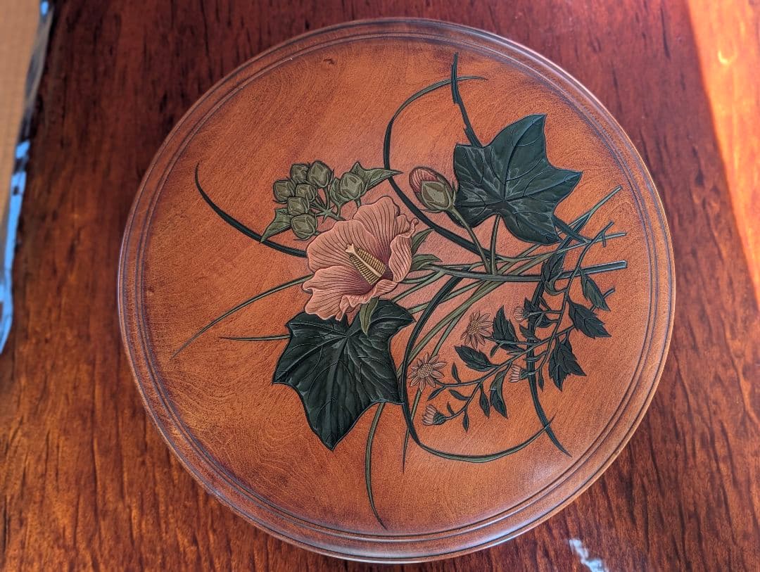 ★値下げ★讃岐漆器　香川伝統工芸 讃岐彫　木彫漆芸家　篠原如雪作　丸器　取込盆