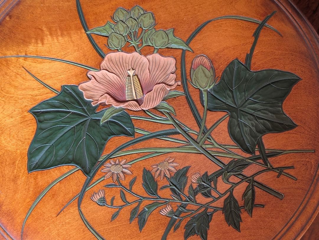 ★値下げ★讃岐漆器　香川伝統工芸 讃岐彫　木彫漆芸家　篠原如雪作　丸器　取込盆