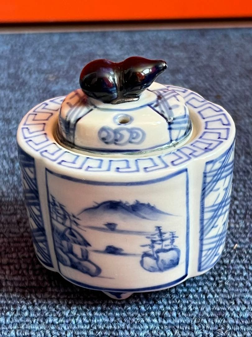 1001 中国　骨董　道八　染付　瓢箪香炉　時代物