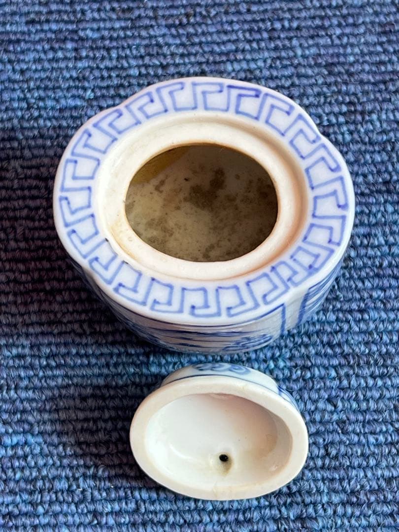 1001 中国　骨董　道八　染付　瓢箪香炉　時代物