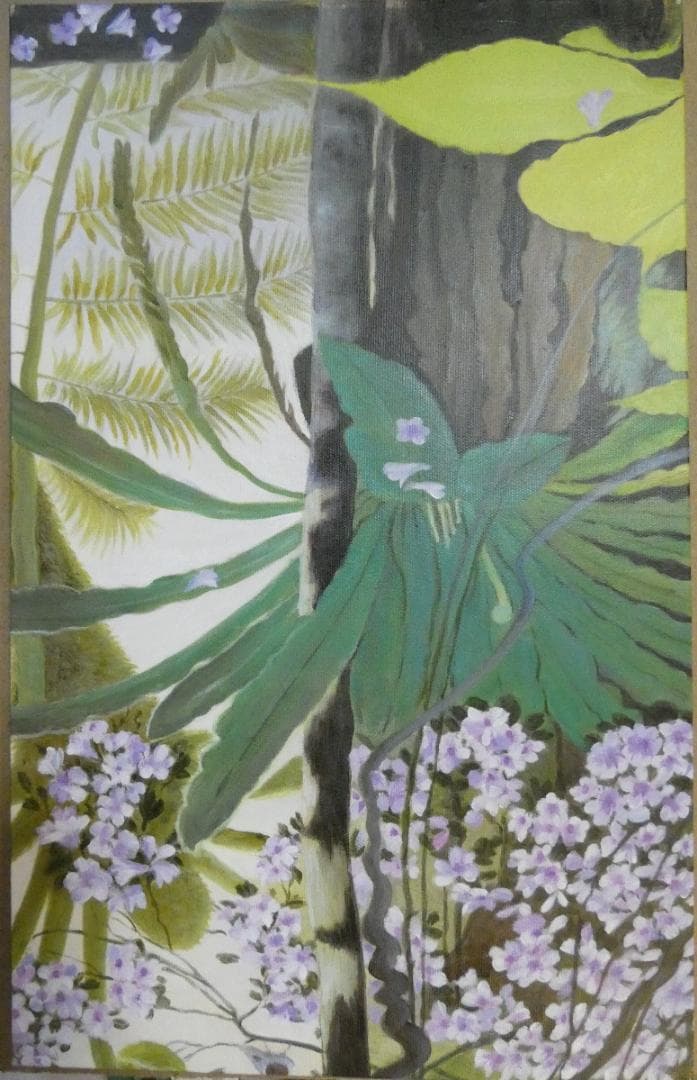 油絵　額付き　田中一村　【 奄美の杜 】手描き　M10