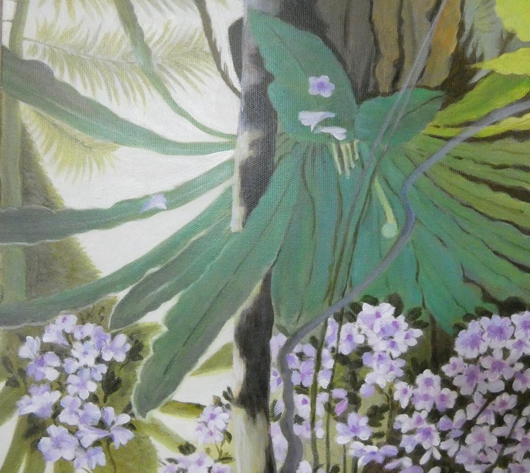 油絵　額付き　田中一村　【 奄美の杜 】手描き　M10