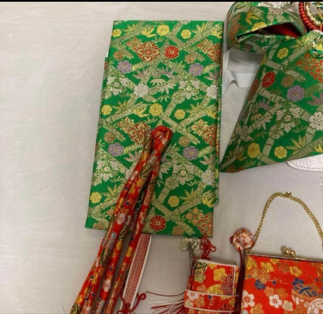 七五三 7歳 正絹着物 作り帯 バッグ草履小物セット子供 キッズ 女の子