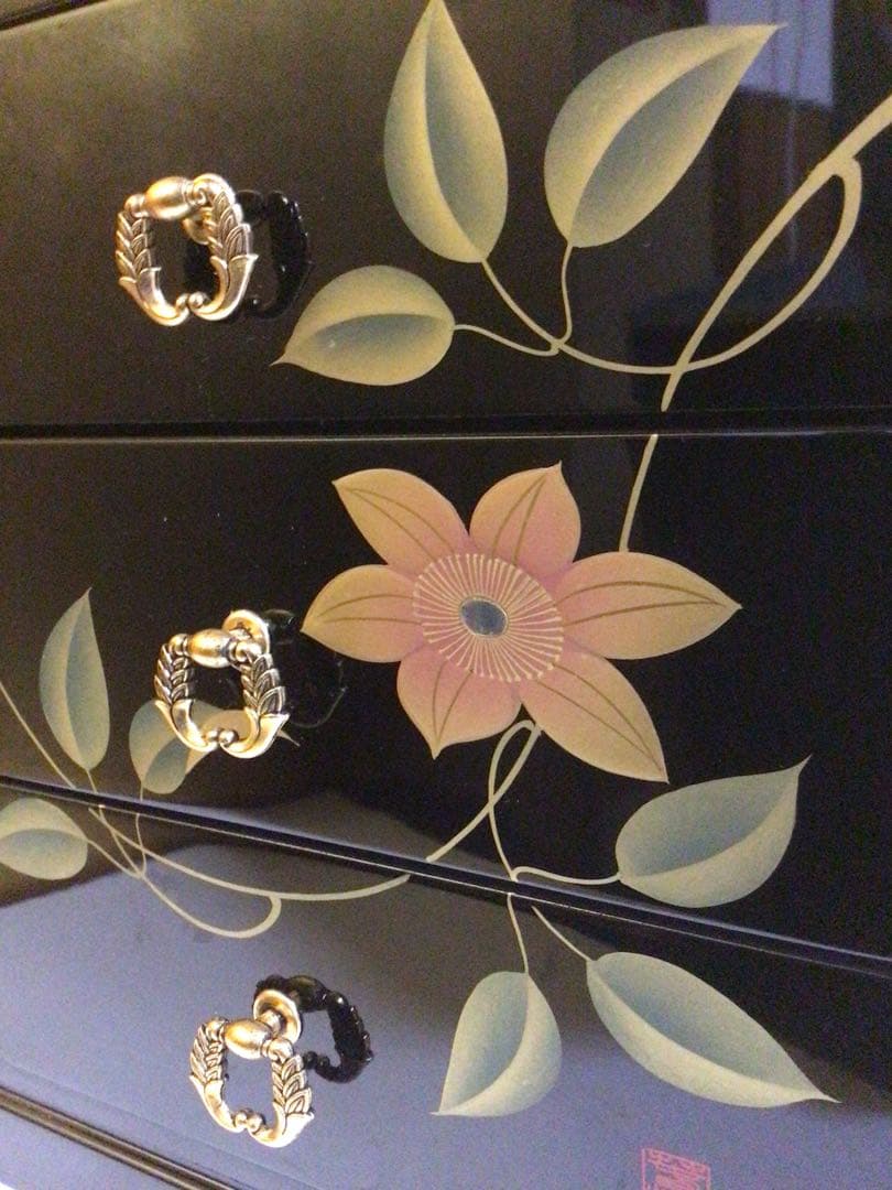 三段引出し 小箪笥 手描き蒔絵