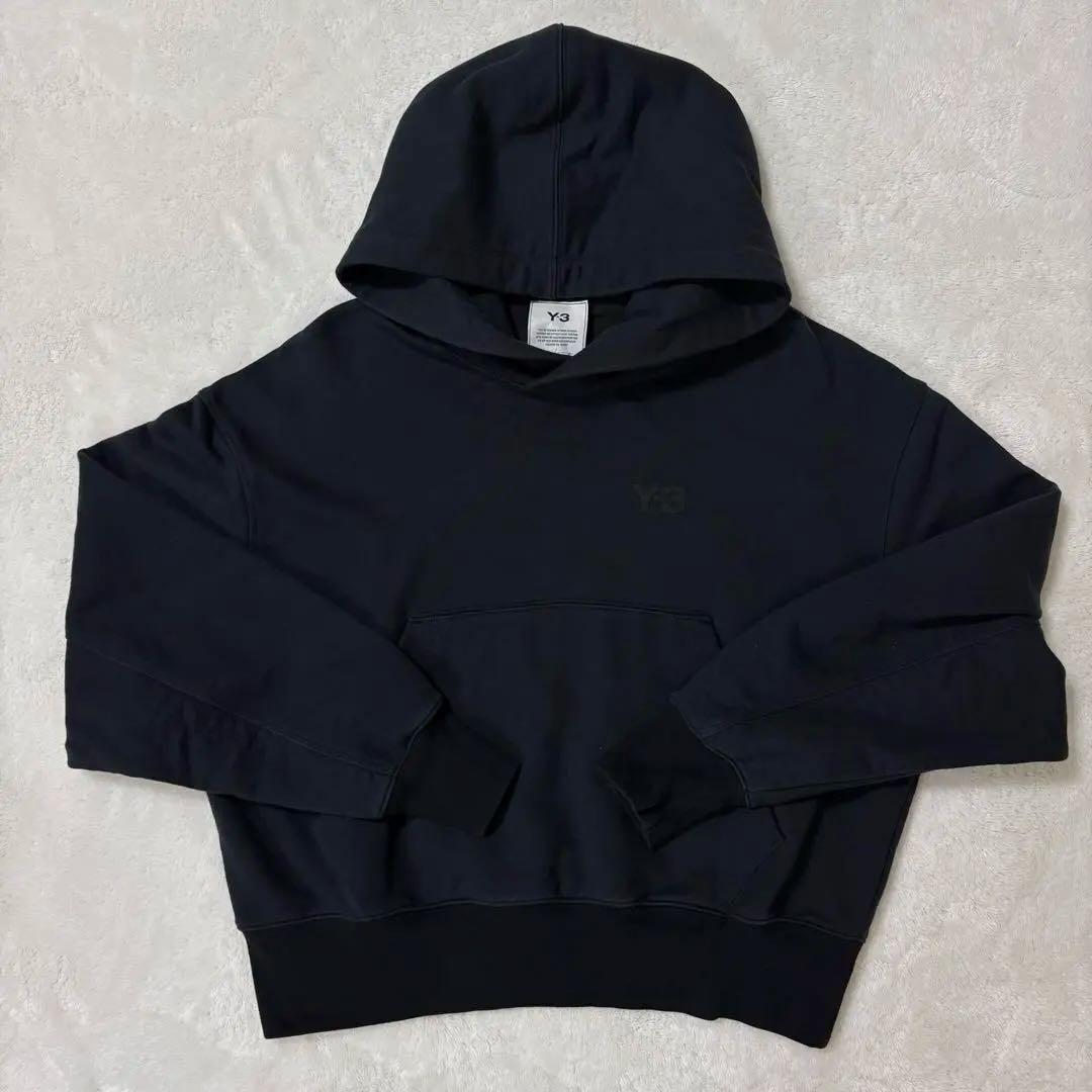 Y-3 ロゴ フーディ パーカー ブラック サイズ50 ワイドシルエット　短丈