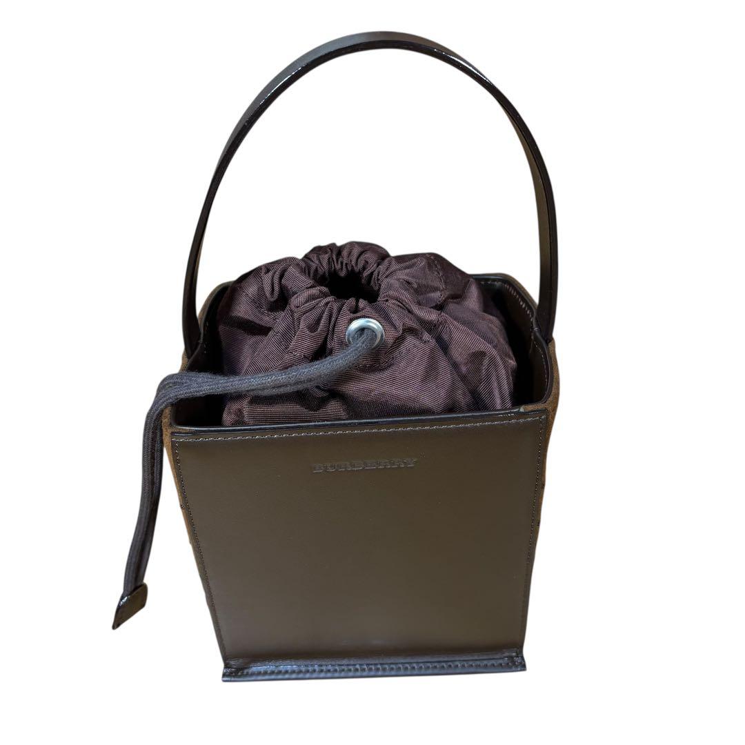 【極美品】希少　バーバリー　ブラウン スクエア　ハンドバッグ　レザー