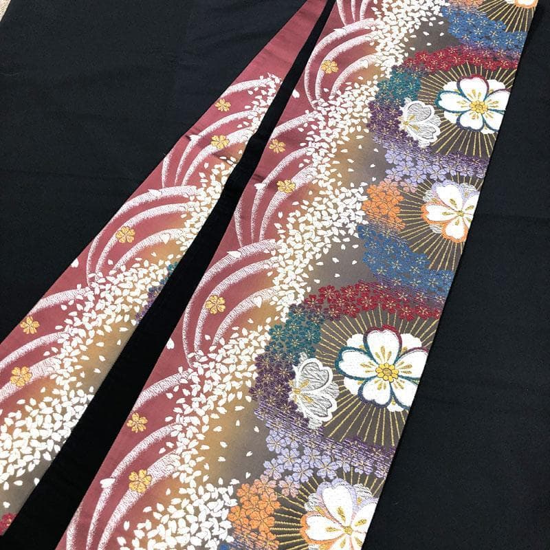 【売切値下げ】302y2◇モダン 華やか 袋帯 桜文 六通◇美品 成人式 結婚式