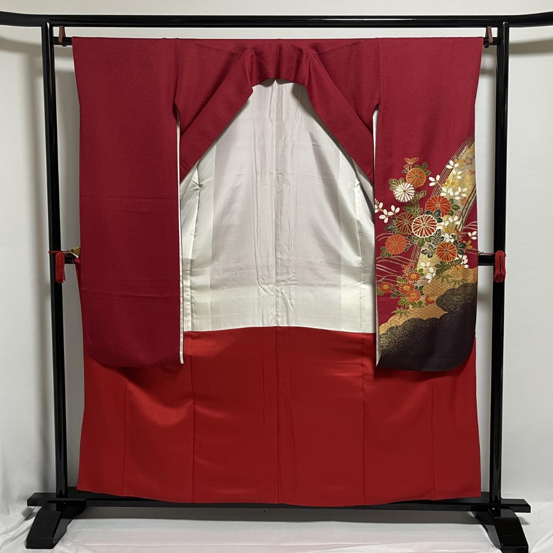 【新品未使用・仕立上・正絹】振袖－３＜さが美・耐油水加工済＞丈１５８㎝　裄６５㎝